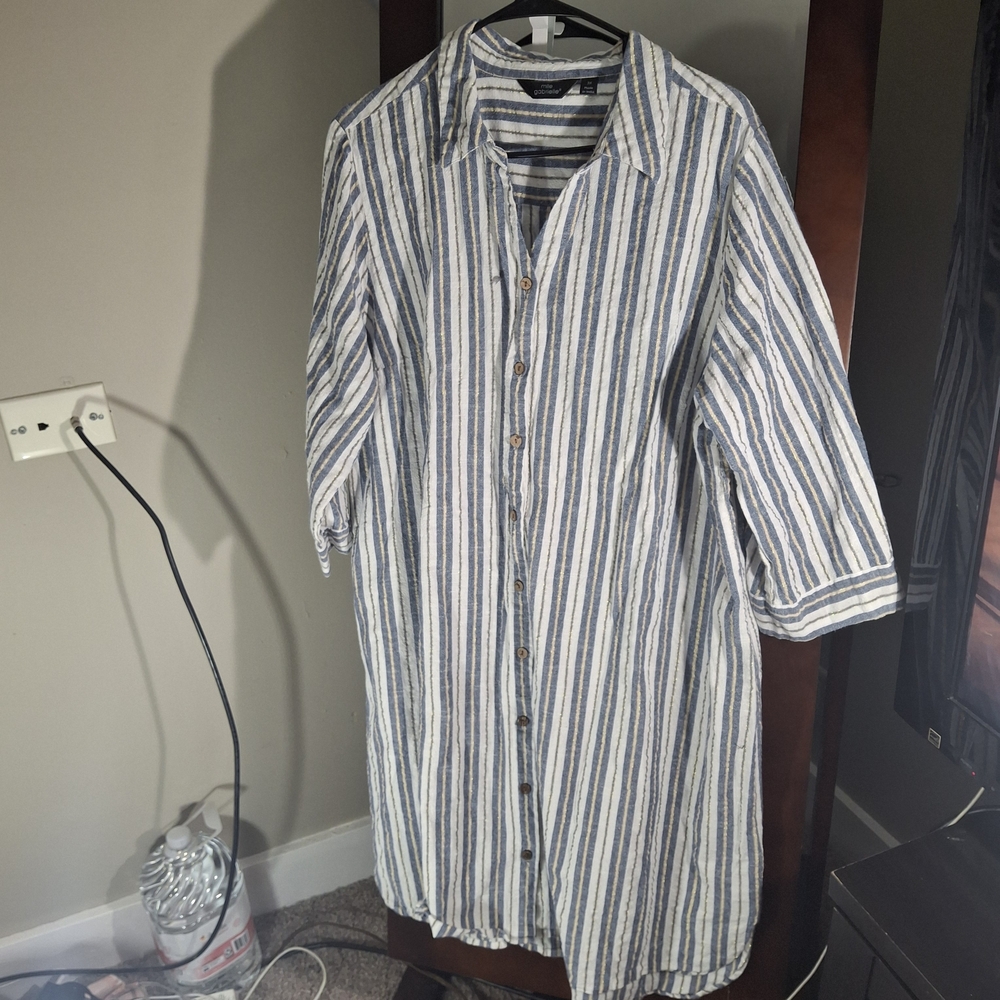 Mlle Gabrielle Blue, White & Gold Striped Top